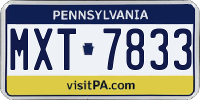 PA license plate MXT7833