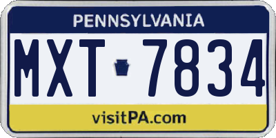 PA license plate MXT7834