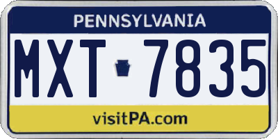 PA license plate MXT7835