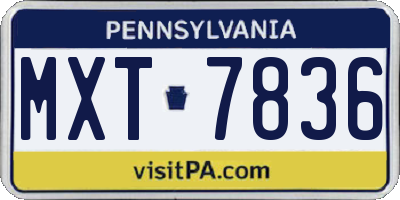 PA license plate MXT7836