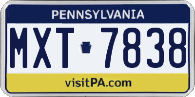 PA license plate MXT7838