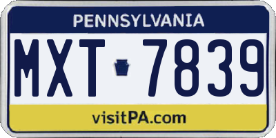 PA license plate MXT7839
