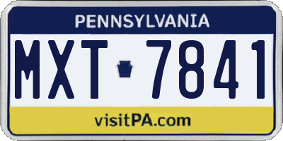 PA license plate MXT7841
