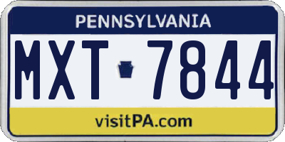 PA license plate MXT7844