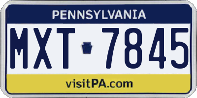 PA license plate MXT7845