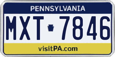 PA license plate MXT7846
