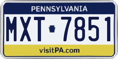 PA license plate MXT7851