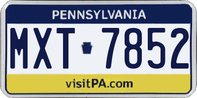 PA license plate MXT7852