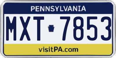 PA license plate MXT7853