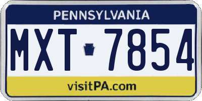 PA license plate MXT7854