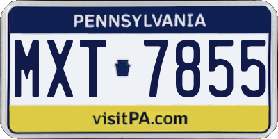 PA license plate MXT7855