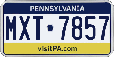 PA license plate MXT7857