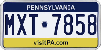 PA license plate MXT7858