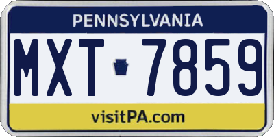 PA license plate MXT7859
