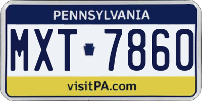 PA license plate MXT7860