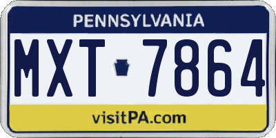 PA license plate MXT7864