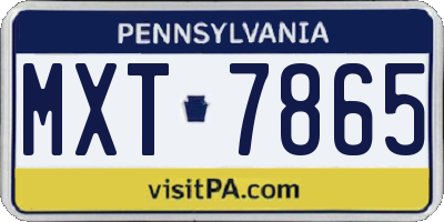 PA license plate MXT7865