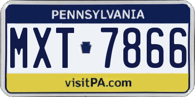 PA license plate MXT7866