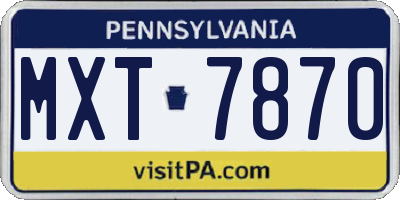 PA license plate MXT7870