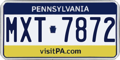 PA license plate MXT7872