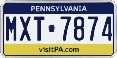 PA license plate MXT7874