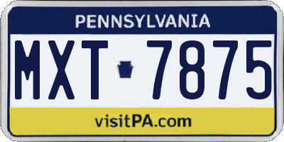 PA license plate MXT7875