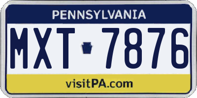 PA license plate MXT7876