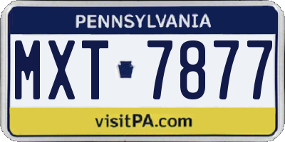 PA license plate MXT7877