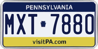 PA license plate MXT7880