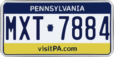 PA license plate MXT7884
