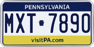 PA license plate MXT7890