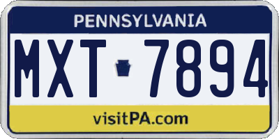 PA license plate MXT7894