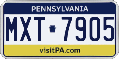 PA license plate MXT7905