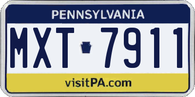 PA license plate MXT7911