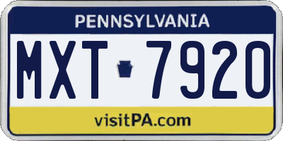 PA license plate MXT7920