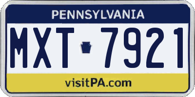 PA license plate MXT7921