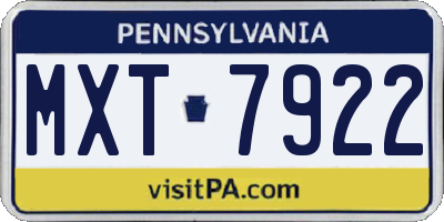 PA license plate MXT7922