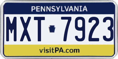 PA license plate MXT7923