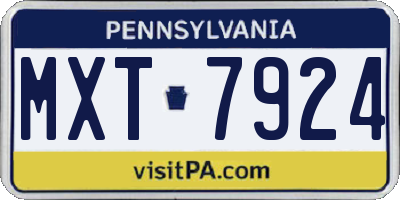 PA license plate MXT7924