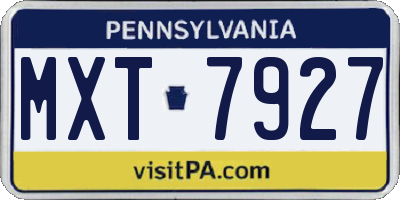 PA license plate MXT7927