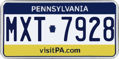 PA license plate MXT7928