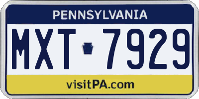PA license plate MXT7929