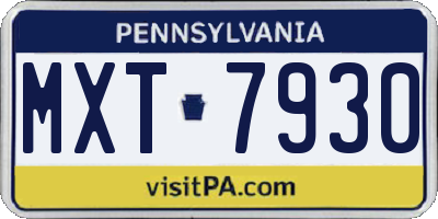 PA license plate MXT7930
