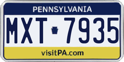PA license plate MXT7935