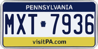 PA license plate MXT7936