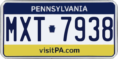 PA license plate MXT7938