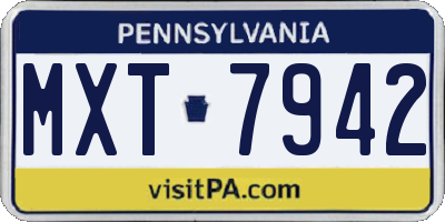 PA license plate MXT7942