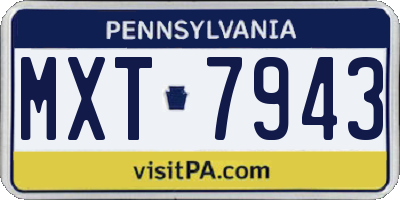 PA license plate MXT7943