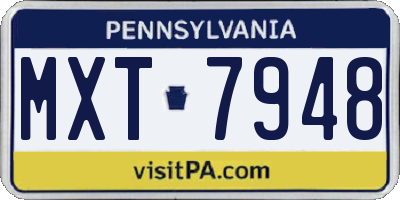 PA license plate MXT7948