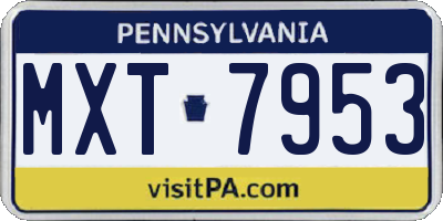 PA license plate MXT7953